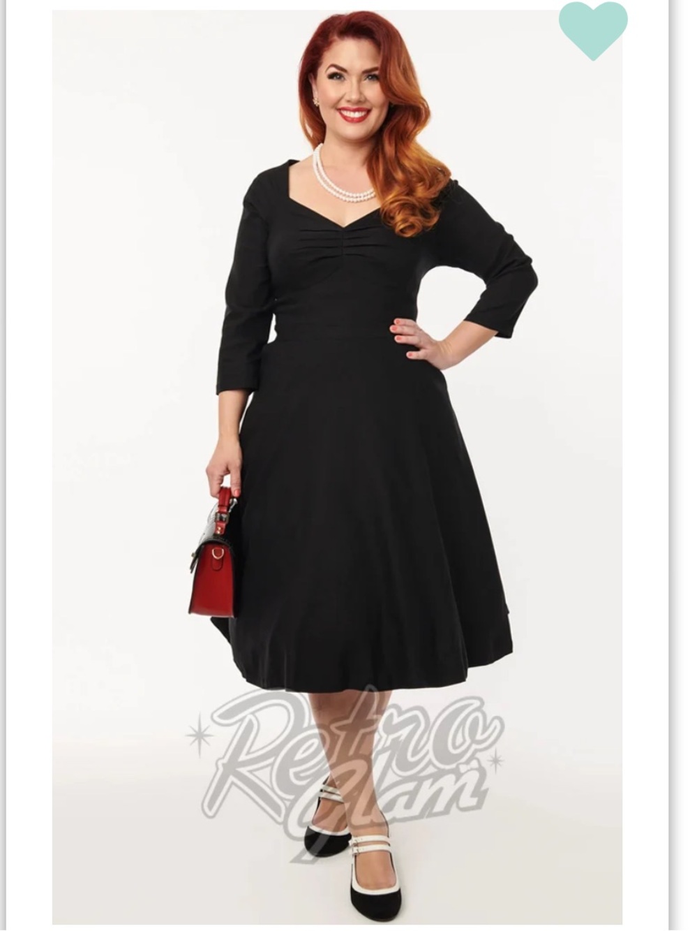 Unique Vintage black Queen Anne swing dress, sz 1X